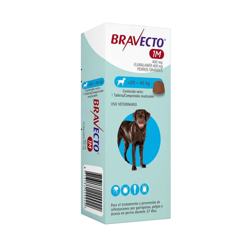 Bravecto Antipulgas para Perros de 20 a 40kg - Protección de 1 Mes