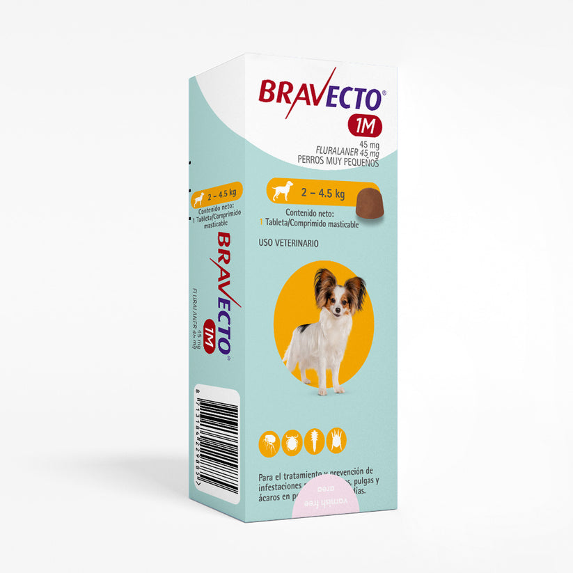 Bravecto Antipulgas para Perros 2 a 4.5 Kg - Protección de 1 mes